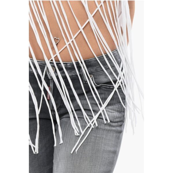 Dsquared² Fringed Hem SPRAY SUNSET Crop T-Shirt - Image 3