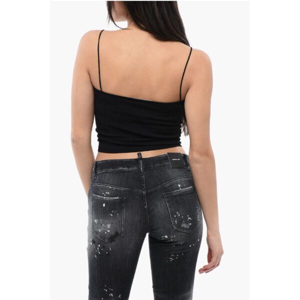 Dsquared² Knitted GOTHIC LOGO Crop Top - Image 2