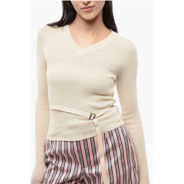 Dsquared² V-Neck Cotton Sweater with Lace-up Detail - Image 3