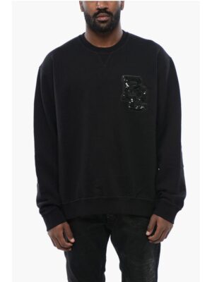 Dsquared² Brushed Cotton Crewneck Sweatshirt With Sequined Logo