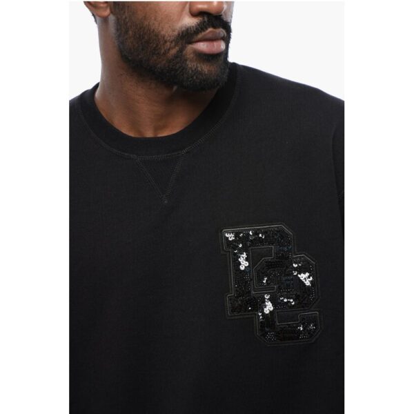 Dsquared² Brushed Cotton Crewneck Sweatshirt With Sequined Logo - Image 3