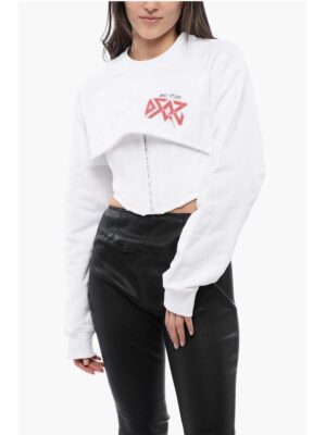 Dsquared² Cropped Fit ROCK Sweatshirt with Corset Detail