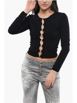 Dsquared² Knitted Cut-out Top with Pearl Detail