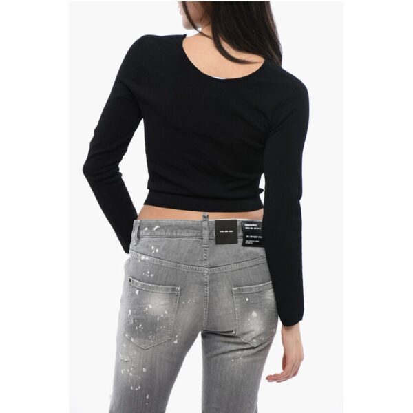 Dsquared² Knitted Cut-out Top with Pearl Detail - Image 2