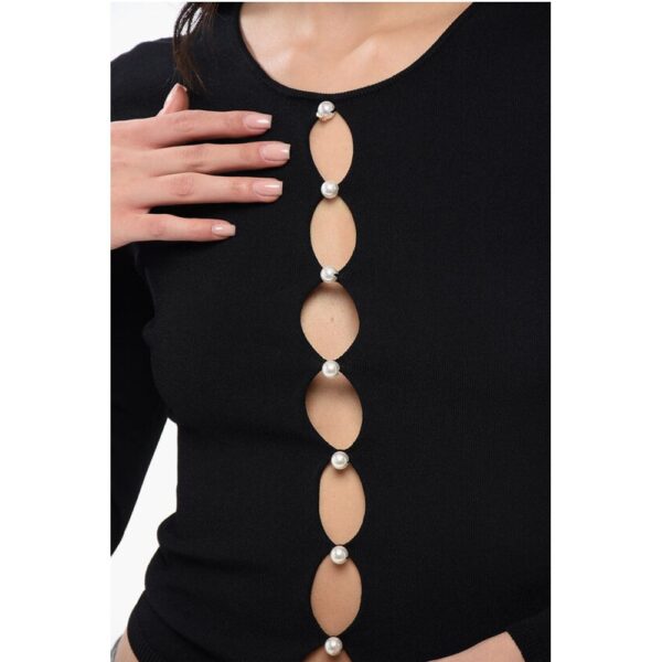 Dsquared² Knitted Cut-out Top with Pearl Detail - Image 3