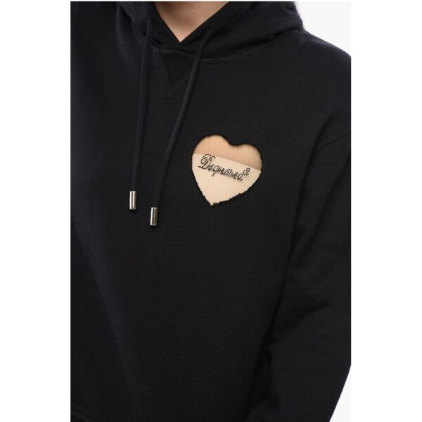 Dsquared² Brushed Cotton Hoodie with See Through Insert - Image 3