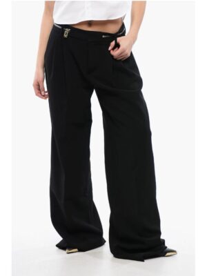 Dsquared² Double-pleated ICON Palazzo Pants with Zip Waist Detail