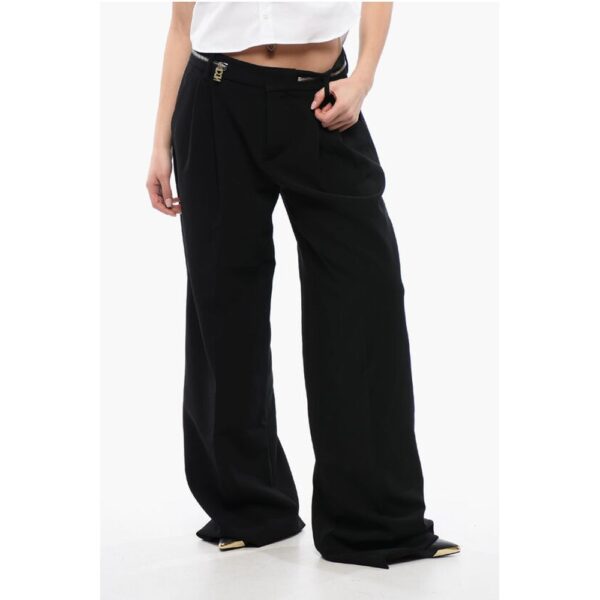 Dsquared² Double-pleated ICON Palazzo Pants with Zip Waist Detail