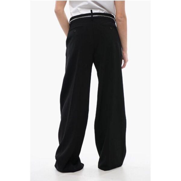Dsquared² Double-pleated ICON Palazzo Pants with Zip Waist Detail - Image 2