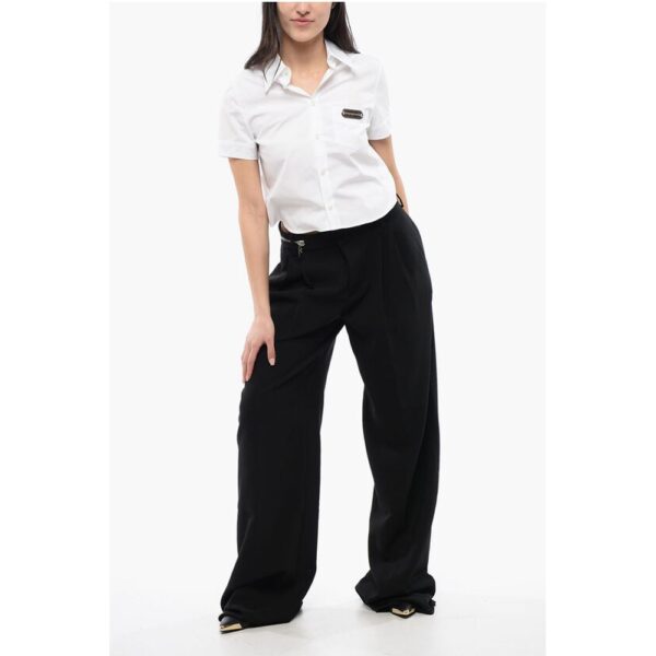 Dsquared² Double-pleated ICON Palazzo Pants with Zip Waist Detail - Image 4