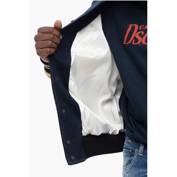 Dsquared² Denim Bomber Jacket with Eco-leather Sleeves - Image 5
