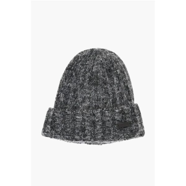 Saint Laurent Wool Blend Beanie with Logo Patch