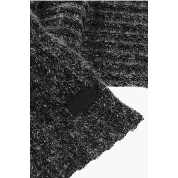 Saint Laurent Wool Blend Scarf with Logo Patch - Image 2