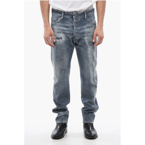 Dsquared² Stone Washed COOL GUY Jeans With Allover Rhinestones 17 cm