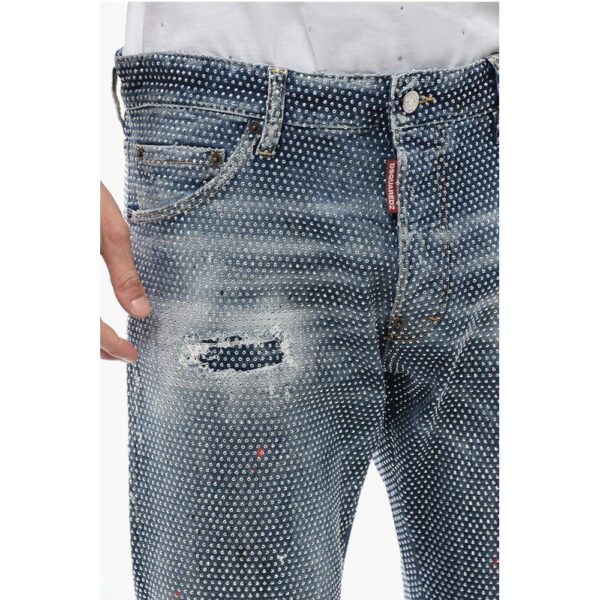 Dsquared² Stone Washed COOL GUY Jeans With Allover Rhinestones 17 cm - Image 3