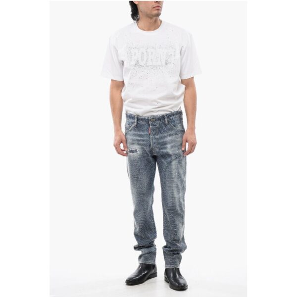 Dsquared² Stone Washed COOL GUY Jeans With Allover Rhinestones 17 cm - Image 4