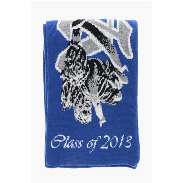 Off-White Virgin Wool Scarf With Contrast Embroidery Logo