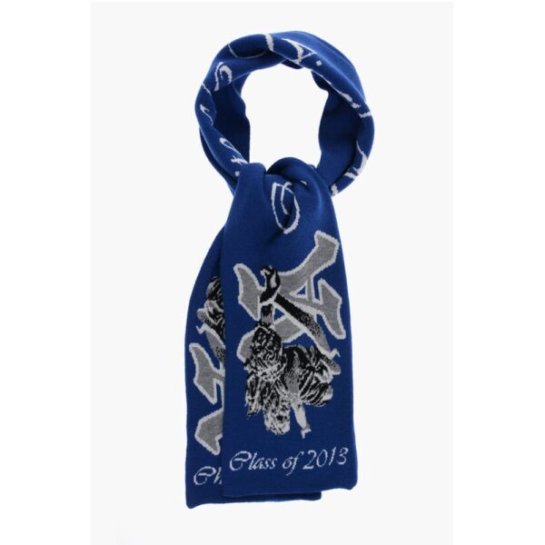Off-White Virgin Wool Scarf With Contrast Embroidery Logo - Image 3