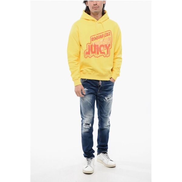 Dsquared² Cool-fit Hoodie Sweatshirt with Glossy Silicon Print - Image 4