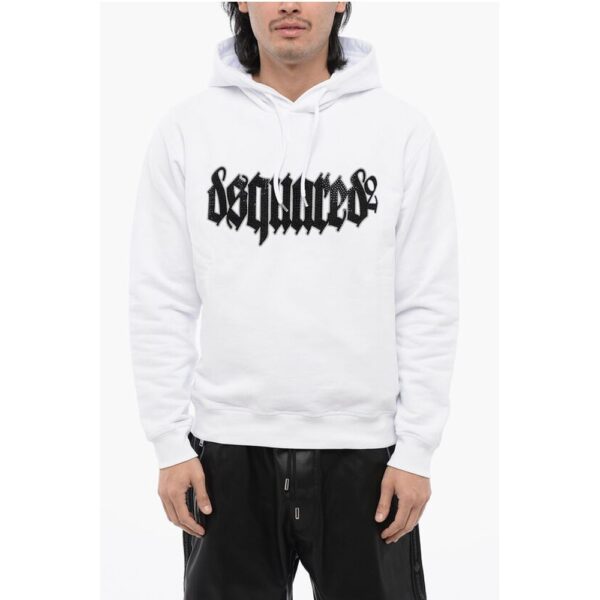 Dsquared² Cool-fit Hoodie Sweatshirt with Rhinestones