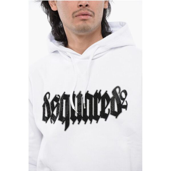 Dsquared² Cool-fit Hoodie Sweatshirt with Rhinestones - Image 3