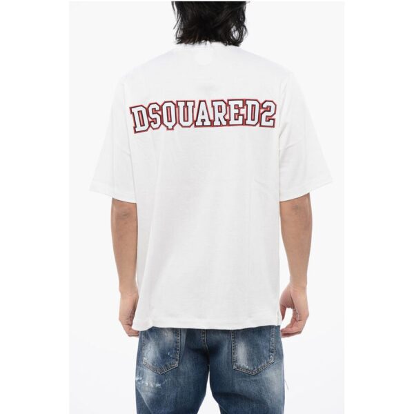 Dsquared² Football Fit Cotton Blend T-Shirt with Logo Patch - Image 2