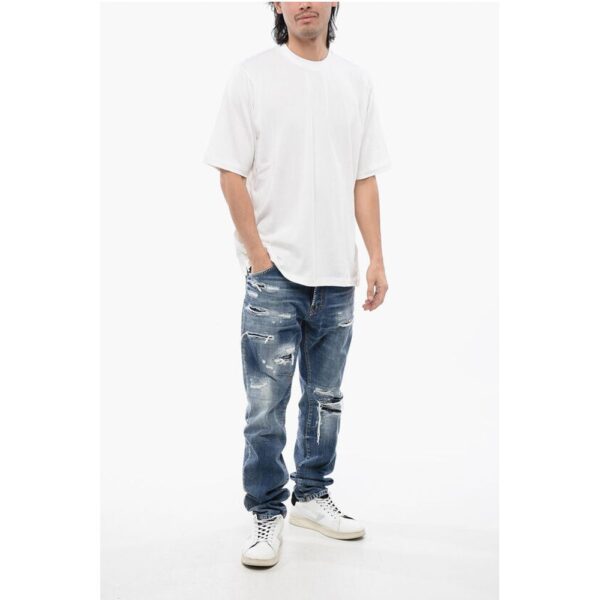 Dsquared² Football Fit Cotton Blend T-Shirt with Logo Patch - Image 4