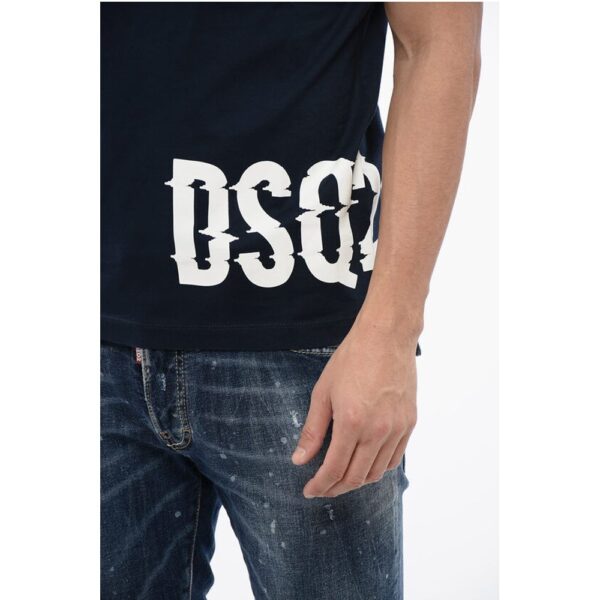 Dsquared² Crew Neck Cotton T-Shirt with Printed Logo - Image 3