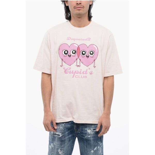 Dsquared² Crew Neck CUPID'S CLUB Cotton T-Shirt