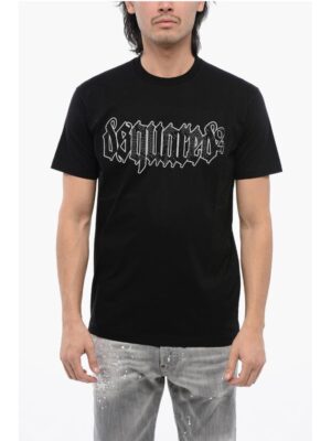 Dsquared² Cotton D2 GOTHIC Loose Fit T-Shirt with Rhinestones