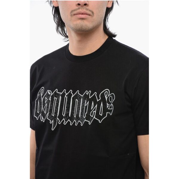 Dsquared² Cotton D2 GOTHIC Loose Fit T-Shirt with Rhinestones - Image 3