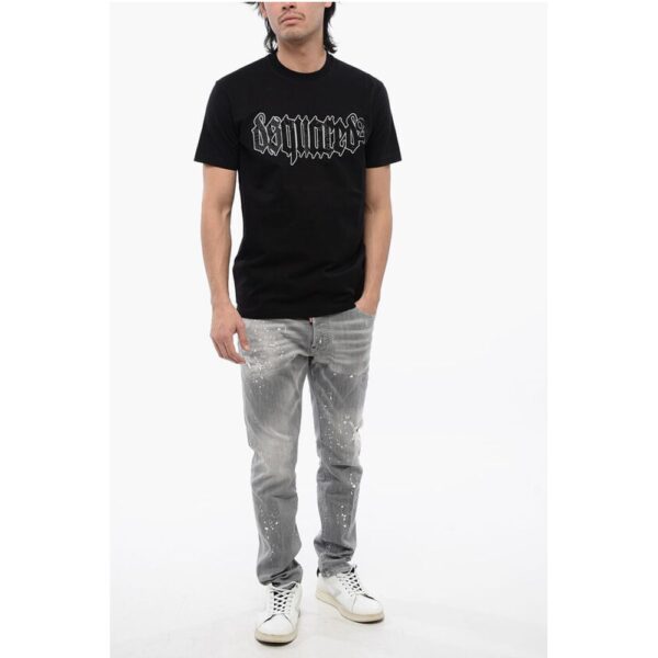 Dsquared² Cotton D2 GOTHIC Loose Fit T-Shirt with Rhinestones - Image 4
