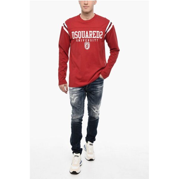 Dsquared² Varsity Fit D2 UNIVERSITY T-Shirt with Tape Detail - Image 4