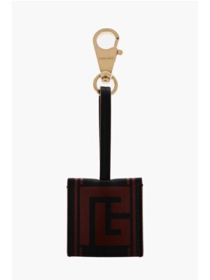 Balmain Leather Logoed Key Chain with Holder Hook