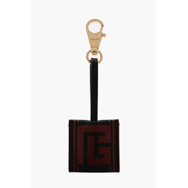Balmain Leather Logoed Key Chain with Holder Hook