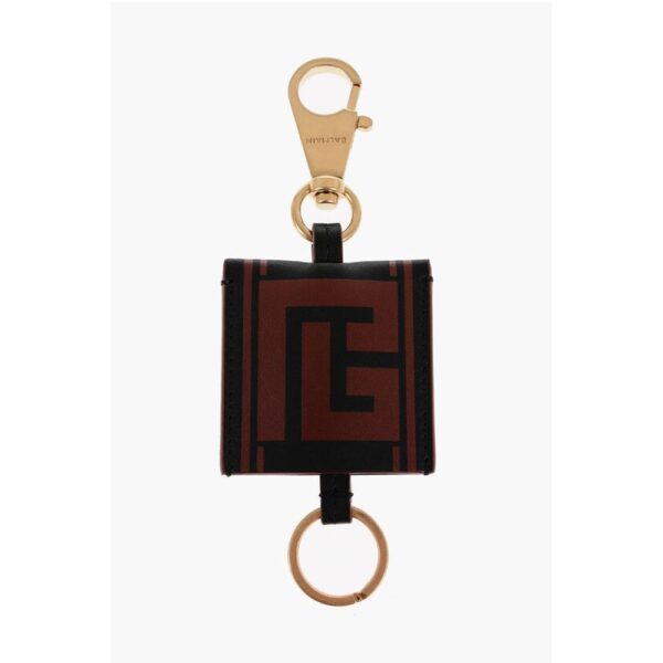 Balmain Leather Logoed Key Chain with Holder Hook - Image 2