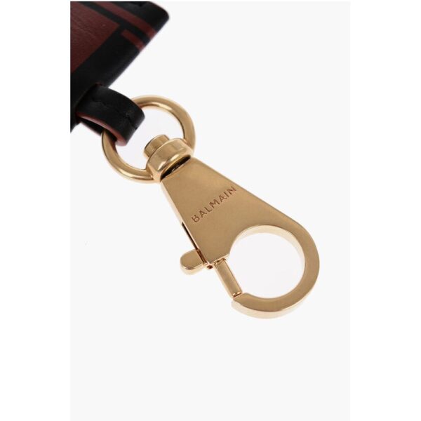 Balmain Leather Logoed Key Chain with Holder Hook - Image 3