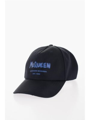 Alexander McQueen Solid Color Cap with Printed Logo