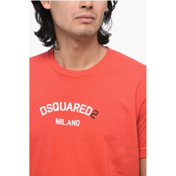Dsquared² Cotton Crew-neck T-shirt with Frontal Print - Image 3