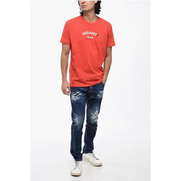 Dsquared² Cotton Crew-neck T-shirt with Frontal Print - Image 4