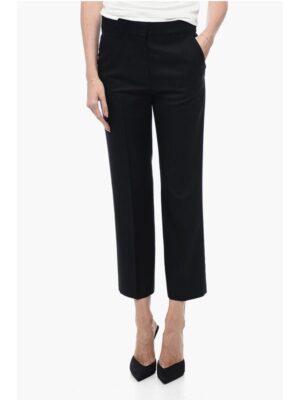 Stella McCartney Wool Blend Cropped Fit Pants with Hidden Closure