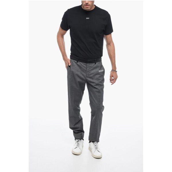 Off-White Glittery Tailoring Pants with Satin Detailing - Image 4
