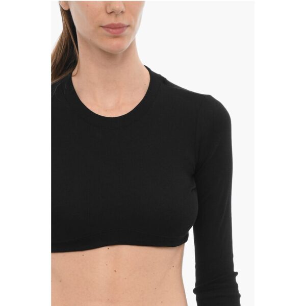 Palm Angels Long Sleeved Ribbed Cropped T-Shirt - Image 3