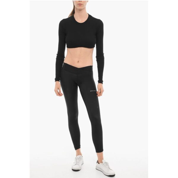 Palm Angels Long Sleeved Ribbed Cropped T-Shirt - Image 4