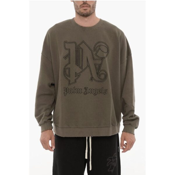 Palm Angels Vintage Effect Crew-Neck Sweatshirt with Embossed Monogram