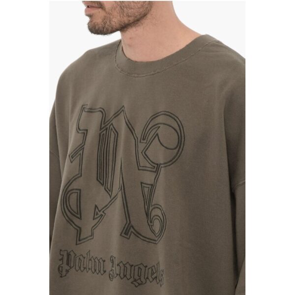 Palm Angels Vintage Effect Crew-Neck Sweatshirt with Embossed Monogram - Image 3