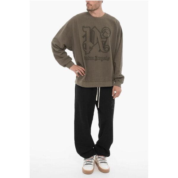 Palm Angels Vintage Effect Crew-Neck Sweatshirt with Embossed Monogram - Image 4