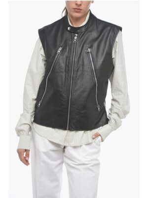 Maison Margiela MM6 Quilted Leather Biker Waistcoat
