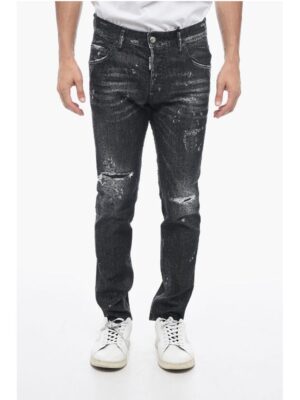 Dsquared² All-Over Rhinestoned Skater Fit Denims 14cm