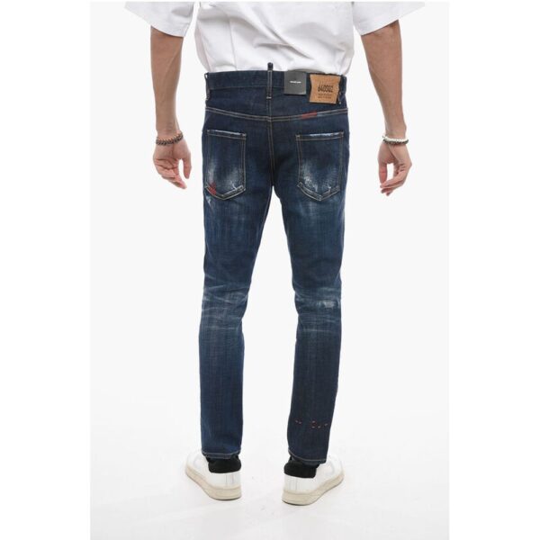 Dsquared² Embroidered Skater Denims with Dark Wash - Image 2